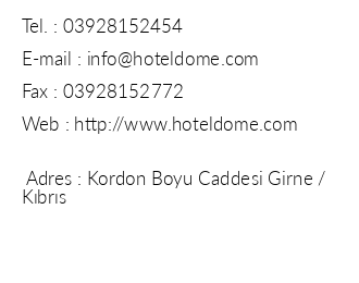 Dome Hotel iletiim bilgileri